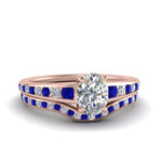 Load image into Gallery viewer, oval-shaped-graduated-channel-diamond-wedding-set-with-sapphire-in-FD122866OVGSABL-NL-RG
