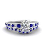 Load image into Gallery viewer, oval-shaped-graduated-channel-diamond-wedding-set-with-sapphire-in-FD122866OVGSABL-NL-WG
