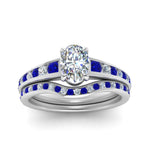Load image into Gallery viewer, oval-shaped-graduated-channel-diamond-wedding-set-with-sapphire-in-FD122866OVGSABL-NL-WG
