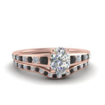 Load image into Gallery viewer, oval-shaped-graduated-channel-wedding-set-with-black-diamond-in-FD122866OVGBLACK-NL-RG
