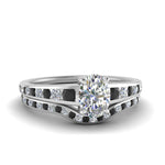 Load image into Gallery viewer, oval-shaped-graduated-channel-wedding-set-with-black-diamond-in-FD122866OVGBLACK-NL-WG
