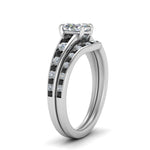 Load image into Gallery viewer, oval-shaped-graduated-channel-wedding-set-with-black-diamond-in-FD122866OVGBLACK-NL-WG
