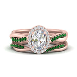 Load image into Gallery viewer, oval-shaped-halo-emerald-infinity-bridal-set-in-rose-gold-FD9212OVGEMGR-NL-RG-B2.jpg
