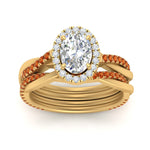Load image into Gallery viewer, oval-shaped-halo-orange-sapphire-infinity-bridal-set-in-yellow-gold-FD9212OVGSAOR-NL-YG-B2.jpg
