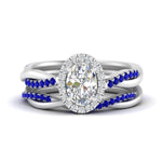 Load image into Gallery viewer, oval-shaped-halo-sapphire-infinity-bridal-set-in-white-gold-FD9212OVGSABL-NL-WG-B2.jpg
