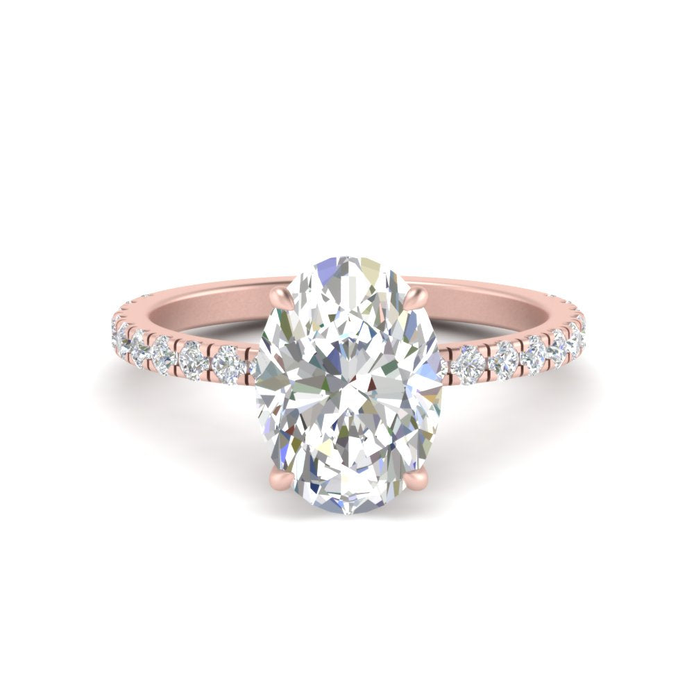 Oval Lab Diamond Hidden Halo Engagement Ring