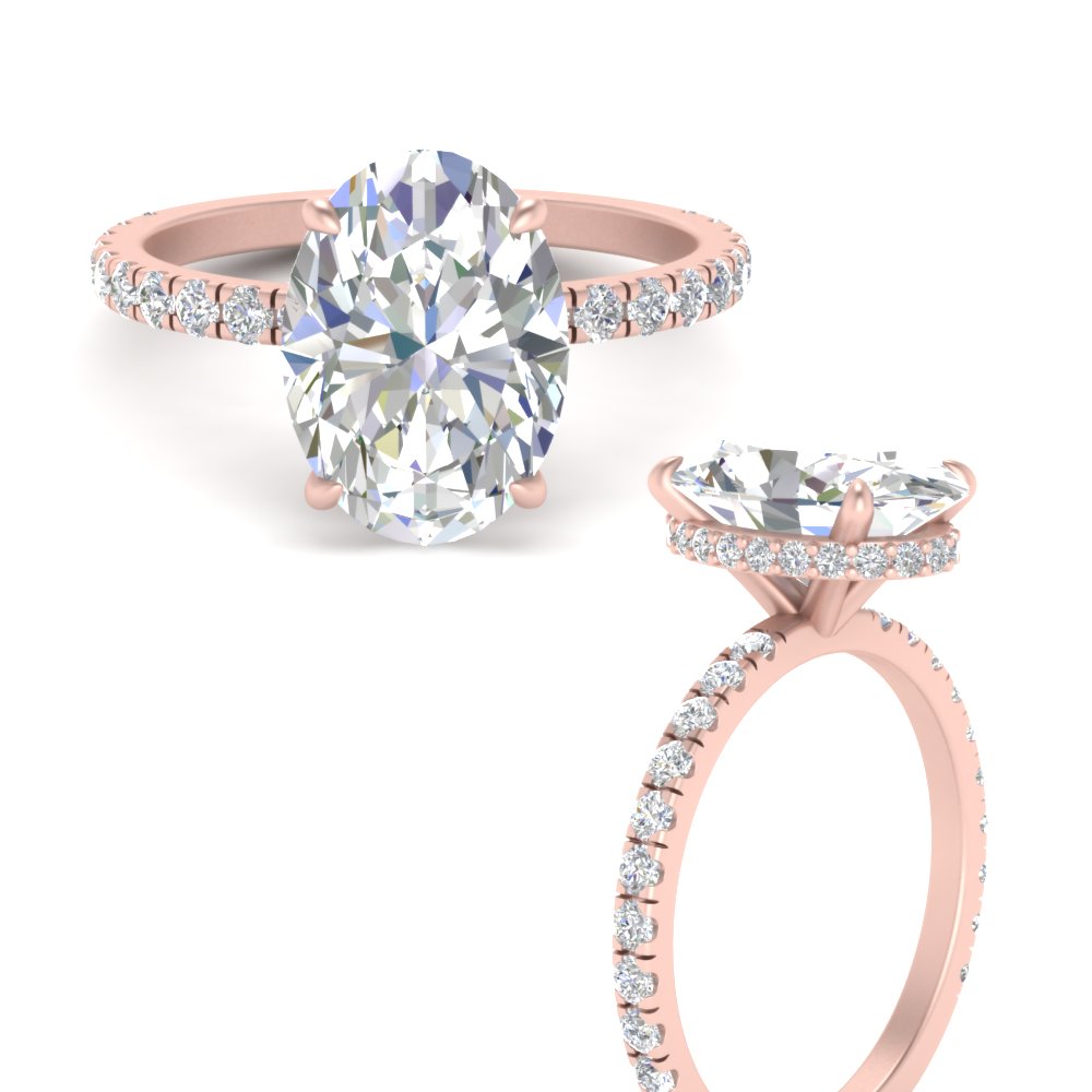 Oval Shaped Hidden Halo Engagement Ring