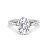 Oval Shaped Hidden Halo Engagement Ring