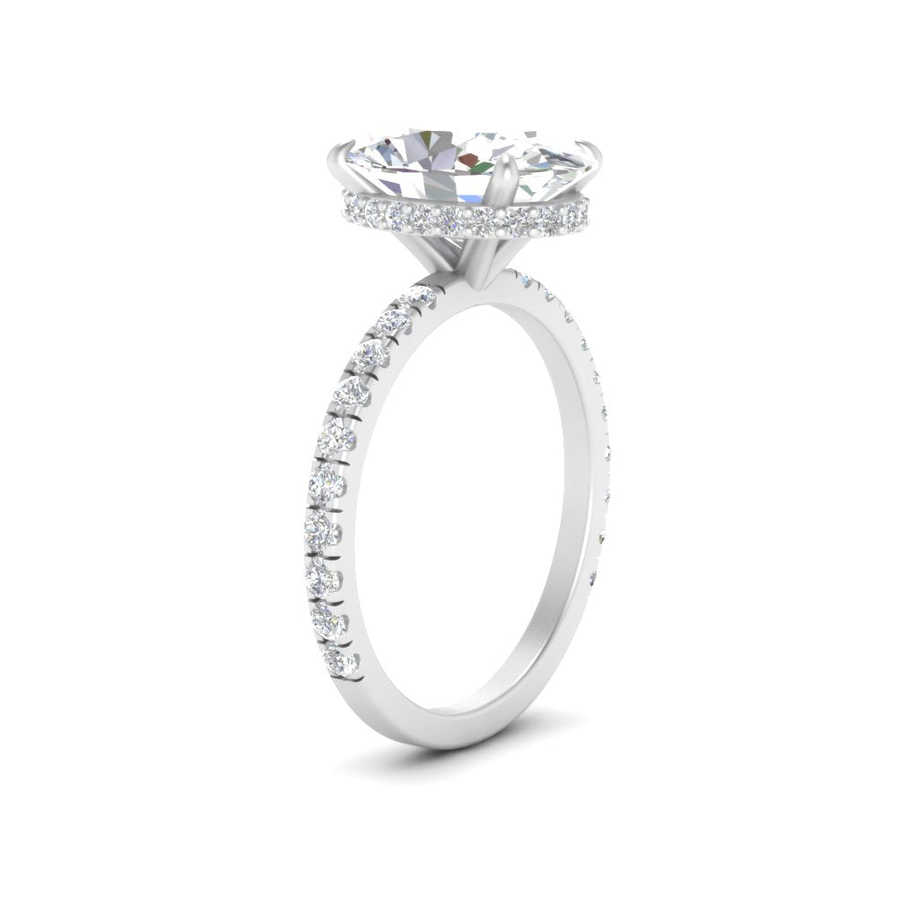Oval Shaped Hidden Halo Engagement Ring