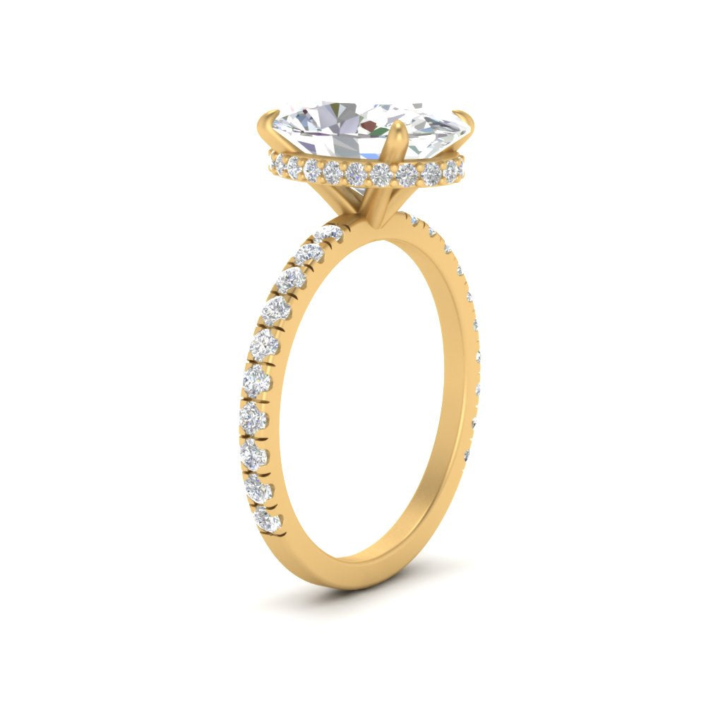 Oval Shaped Hidden Halo Engagement Ring