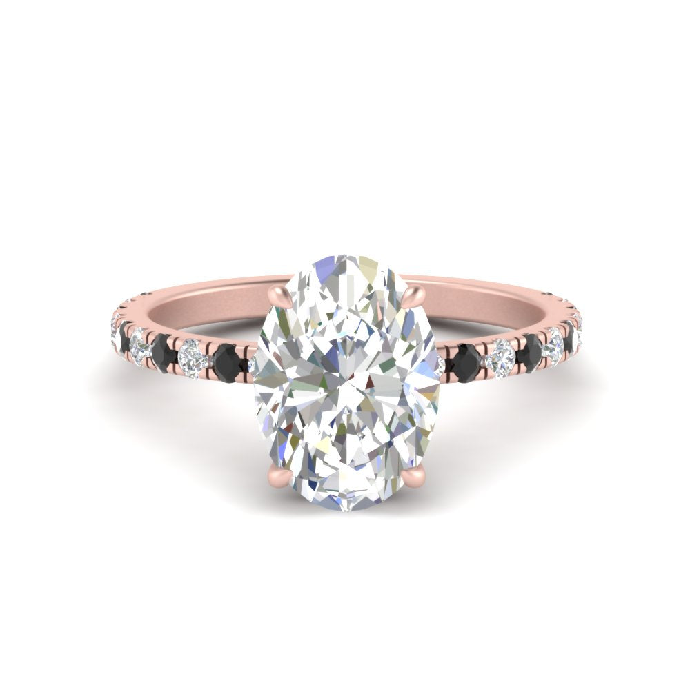Oval Shaped Hidden Halo Engagement Ring