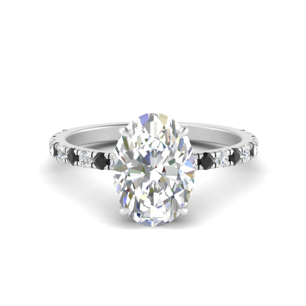 Oval Shaped Hidden Halo Engagement Ring