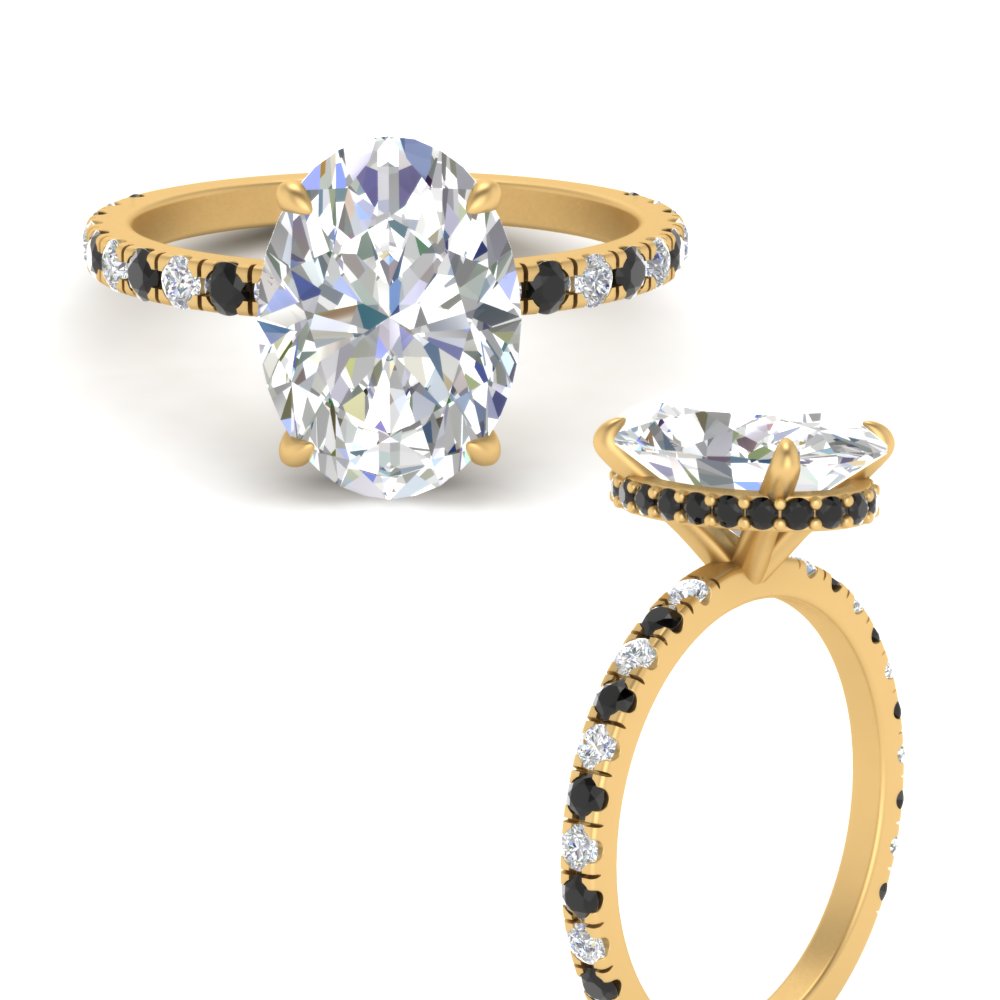 Oval Shaped Hidden Halo Engagement Ring