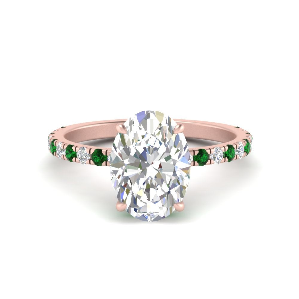 Oval Shaped Hidden Halo Engagement Ring