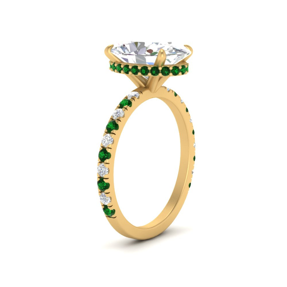 Oval Shaped Hidden Halo Engagement Ring