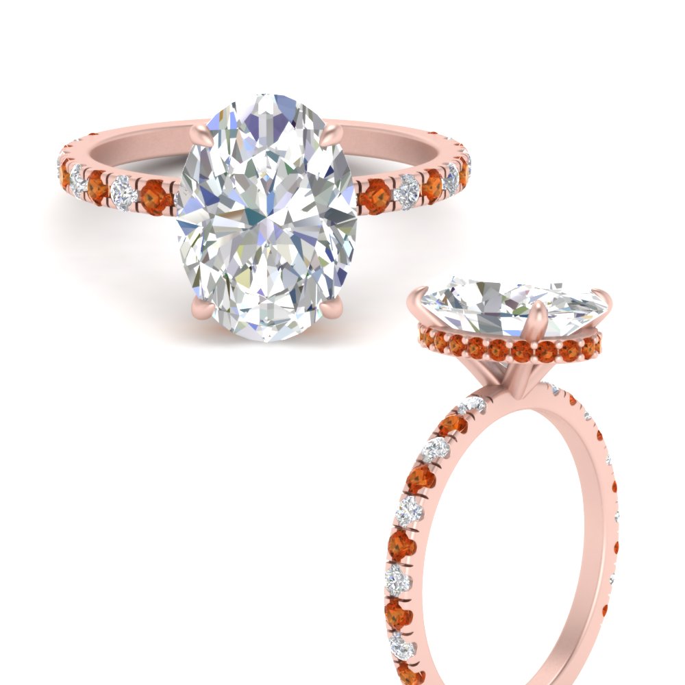 Oval Shaped Hidden Halo Engagement Ring