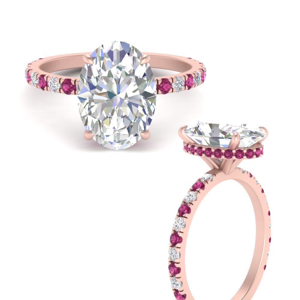 Oval Shaped Hidden Halo Engagement Ring