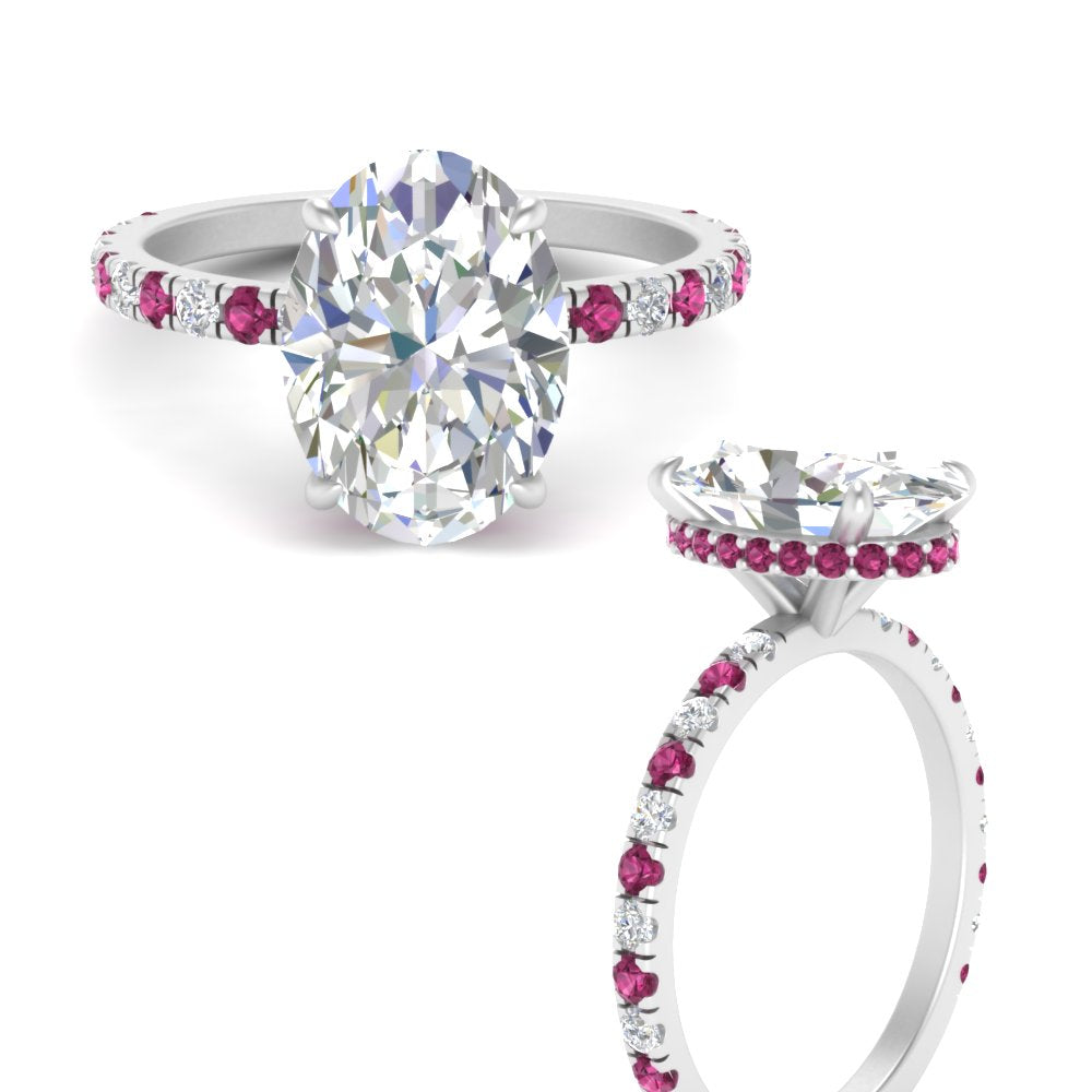 Oval Shaped Hidden Halo Engagement Ring