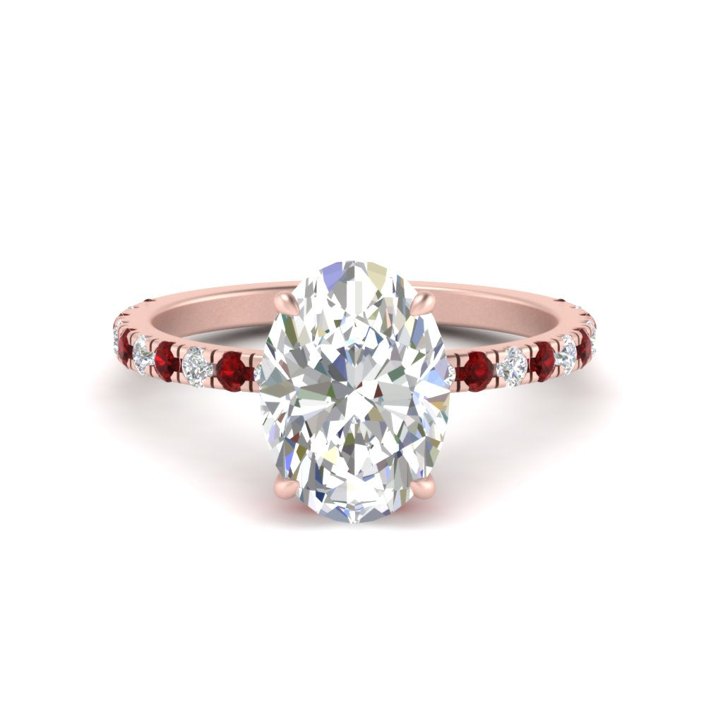 Oval Shaped Hidden Halo Engagement Ring