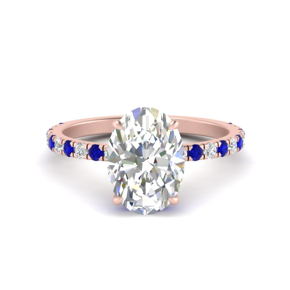 Oval Shaped Hidden Halo Engagement Ring
