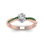 Load image into Gallery viewer, oval-shaped-infinity-twist-diamond-engagement-ring-with-emerald-in-14K-rose-gold-FD8253OVRGEMGR-NL-RG
