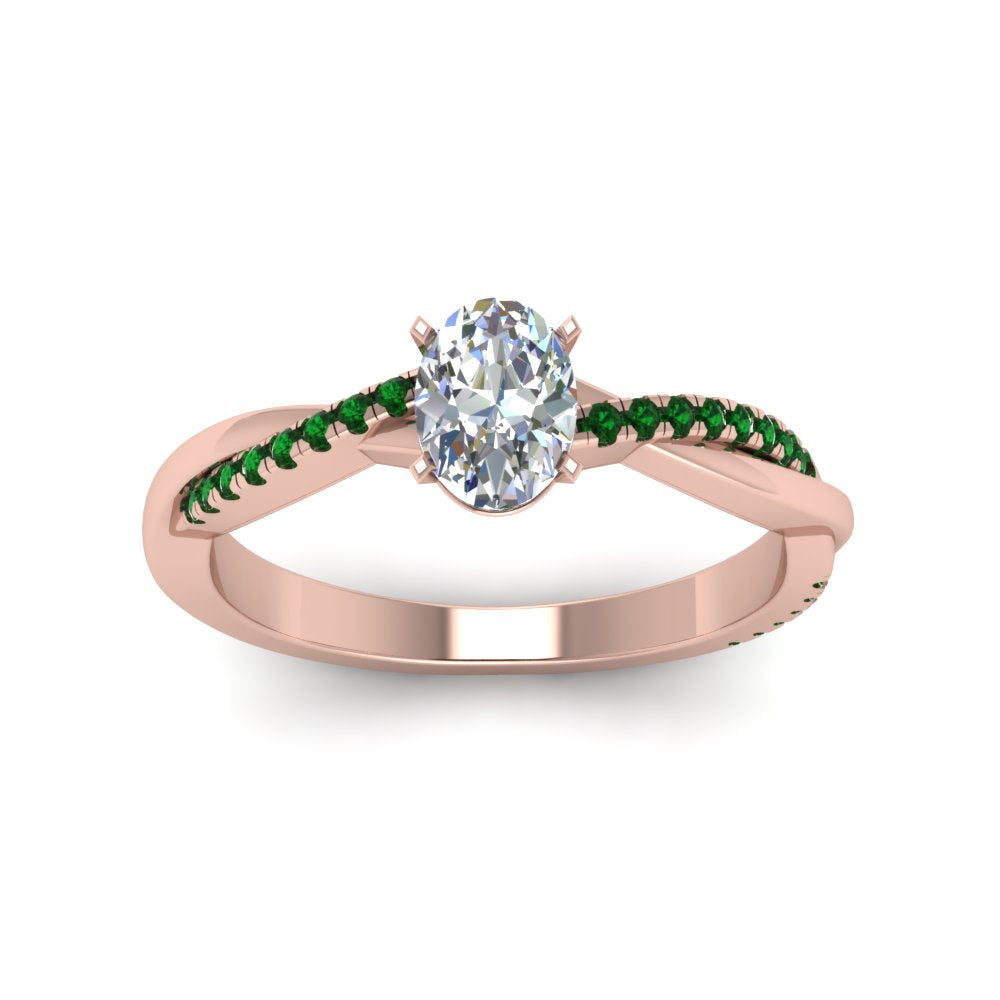 oval-shaped-infinity-twist-diamond-engagement-ring-with-emerald-in-14K-rose-gold-FD8253OVRGEMGR-NL-RG