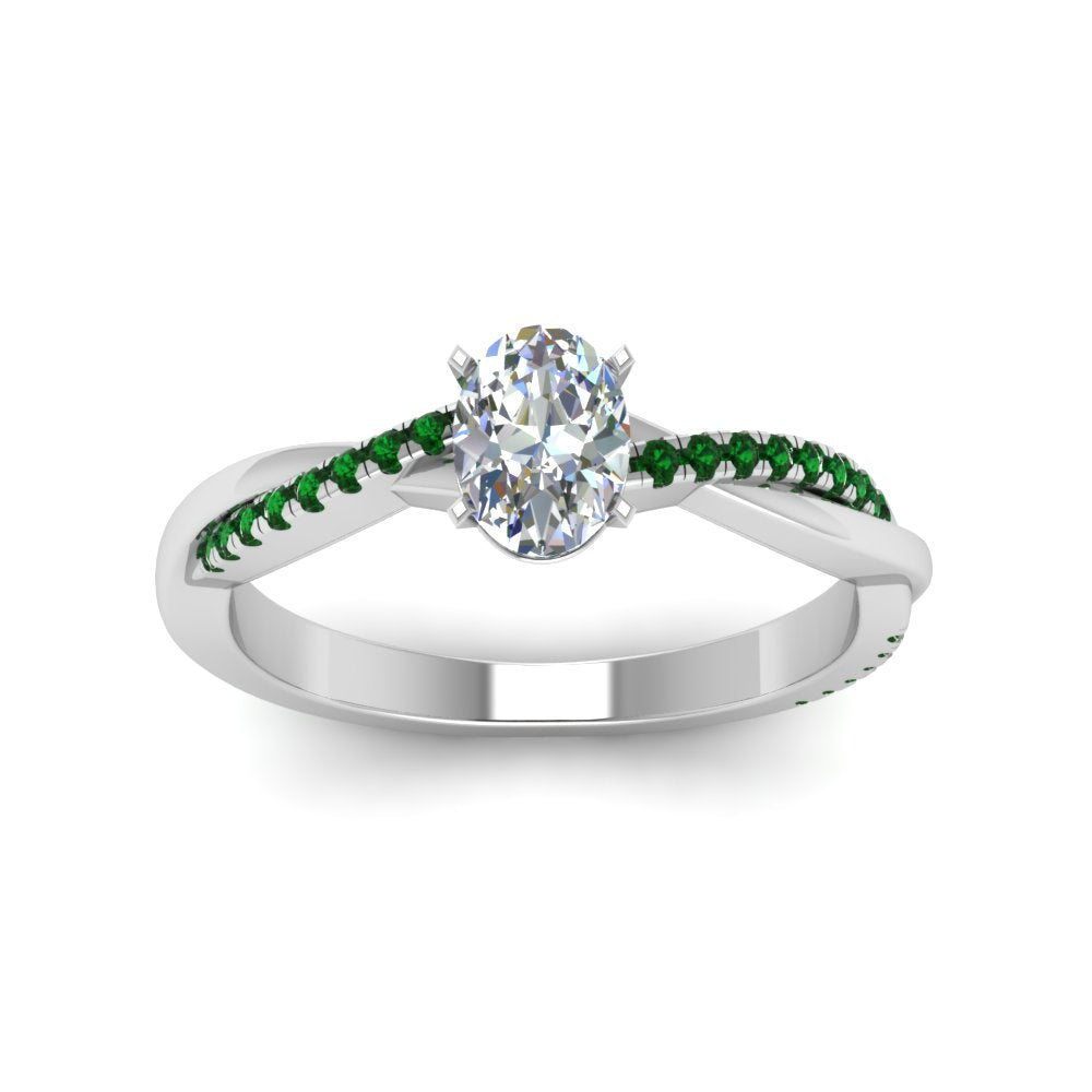 oval-shaped-infinity-twist-diamond-engagement-ring-with-emerald-in-14K-white-gold-FD8253OVRGEMGR-NL-WG