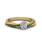 Load image into Gallery viewer, oval-shaped-infinity-twist-diamond-engagement-ring-with-emerald-in-14K-yellow-gold-FD8253OVRGEMGR-NL-YG
