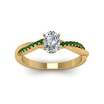 Load image into Gallery viewer, oval-shaped-infinity-twist-diamond-engagement-ring-with-emerald-in-14K-yellow-gold-FD8253OVRGEMGR-NL-YG
