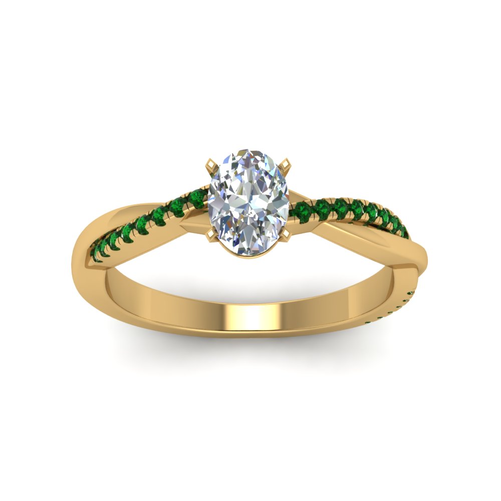 oval-shaped-infinity-twist-diamond-engagement-ring-with-emerald-in-14K-yellow-gold-FD8253OVRGEMGR-NL-YG