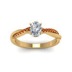 Load image into Gallery viewer, oval-shaped-infinity-twist-diamond-engagement-ring-with-orange-sapphire-in-14K-yellow-gold-FD8253OVRGSAOR-NL-YG
