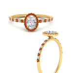 Load image into Gallery viewer, oval-shaped-orange-sapphire-halo-petite-engagement-ring-in-yellow-gold-FD8523OVRGSAORANGLE3-NL-YG
