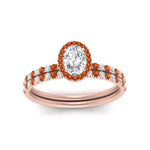 Load image into Gallery viewer, oval-shaped-orange-sapphire-halo-wedding-ring-set-in-rose-gold-FD8523OVGSAOR-NL-RG
