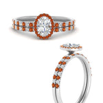 Load image into Gallery viewer, oval-shaped-orange-sapphire-halo-wedding-ring-set-in-white-gold-FD8523OVGSAOR-NL-WG
