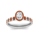 Load image into Gallery viewer, oval-shaped-orange-sapphire-halo-wedding-ring-set-in-white-gold-FD8523OVGSAOR-NL-WG
