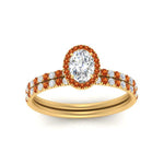 Load image into Gallery viewer, oval-shaped-orange-sapphire-halo-wedding-ring-set-in-yellow-gold-FD8523OVGSAOR-NL-YG
