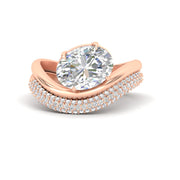 Pave Band with Wave Solitaire Ring