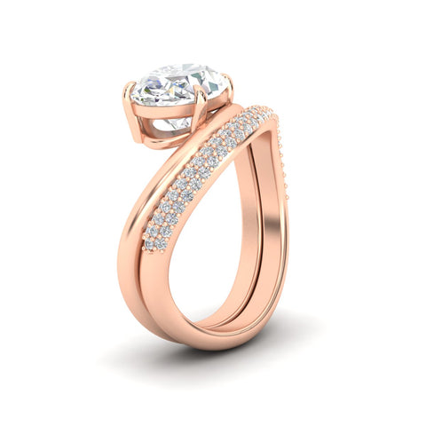 Pave Band with Wave Solitaire Ring