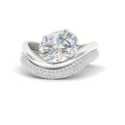 Pave Band with Wave Solitaire Ring