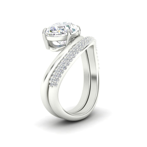 Pave Band with Wave Solitaire Ring