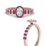 Load image into Gallery viewer, oval-shaped-pink-sapphire-halo-wedding-ring-set-in-rose-gold-FD8523OVGSADRPI-NL-RG
