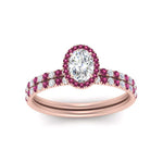 Load image into Gallery viewer, oval-shaped-pink-sapphire-halo-wedding-ring-set-in-rose-gold-FD8523OVGSADRPI-NL-RG
