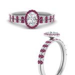 Load image into Gallery viewer, oval-shaped-pink-sapphire-halo-wedding-ring-set-in-white-gold-FD8523OVGSADRPI-NL-WG
