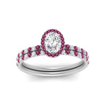Load image into Gallery viewer, oval-shaped-pink-sapphire-halo-wedding-ring-set-in-white-gold-FD8523OVGSADRPI-NL-WG
