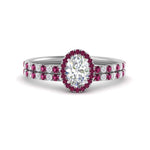 Load image into Gallery viewer, oval-shaped-pink-sapphire-halo-wedding-ring-set-in-white-gold-FD8523OVGSADRPI-NL-WG
