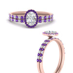 Load image into Gallery viewer, oval-shaped-purple-topaz-halo-wedding-ring-set-in-rose-gold-FD8523OVGVITO-NL-RG
