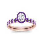 Load image into Gallery viewer, oval-shaped-purple-topaz-halo-wedding-ring-set-in-rose-gold-FD8523OVGVITO-NL-RG
