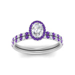 Load image into Gallery viewer, oval-shaped-purple-topaz-halo-wedding-ring-set-in-white-gold-FD8523OVGVITO-NL-WG

