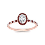 Load image into Gallery viewer, oval-shaped-ruby-halo-petite-engagement-ring-in-rose-gold-FD8523OVRGRUDRANGLE3-NL-RG