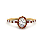Load image into Gallery viewer, oval-shaped-ruby-halo-petite-engagement-ring-in-yellow-gold-FD8523OVRGRUDRANGLE3-NL-YG
